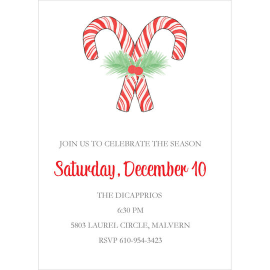 Candy Cane Stripes Invitations